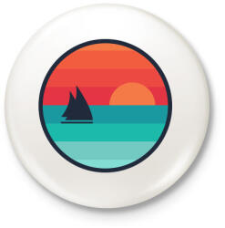 printfashion Vitorlás naplementében - Kitűző, hűtőmágnes - Fehér (5251977)