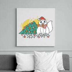 printfashion Karácsonyi macska - Vászonkép - Fehér (11287198)