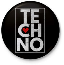 printfashion Techno Love - Kitűző, hűtőmágnes - Fekete (3102839)