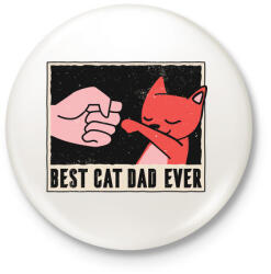 printfashion Best Cat Dad Ever - Kitűző, hűtőmágnes - Fehér (4175017)