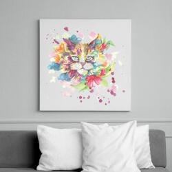 printfashion Cica vízfesték - Vászonkép - Fehér (6626802)