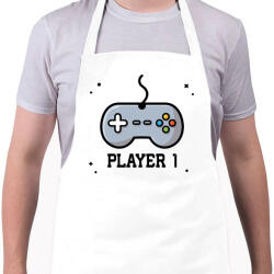printfashion Player 1 páros póló - Kötény - Fehér (4909443)