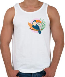 printfashion Tukán lila háttéren - Férfi atléta - Fehér (5800868)