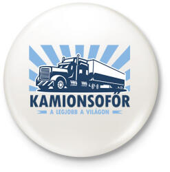 printfashion Kamionsofőr - a legjobb a világon - Kitűző, hűtőmágnes - Fehér (6550083)