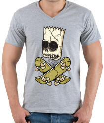 printfashion Gördeszkás halála - Férfi V-nyakú póló - Sport szürke (99091)