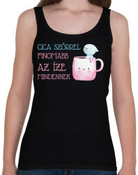 printfashion Cica szőrrel finomabb - Bögre - Női atléta - Fekete (7021006)