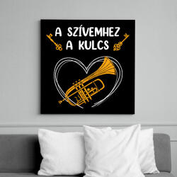 printfashion A szívemhez a kulcs - Trombita - Vászonkép - Fekete (7642514)