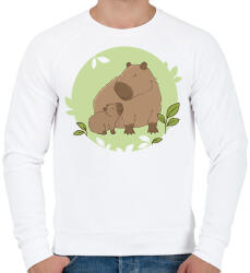 printfashion Capybara és kicsinye - Férfi pulóver - Fehér (13887300)
