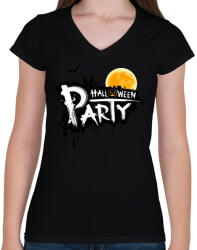 printfashion Halloween Party - Női V-nyakú póló - Fekete (1778582)