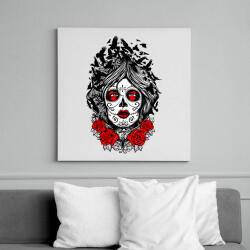 printfashion Muerte holló hölgy - Vászonkép - Fehér (6619896)