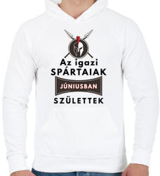 printfashion AZ igazi SPÁRTAIAK Júniusban születtek! - Férfi kapucnis pulóver - Fehér (2615434)