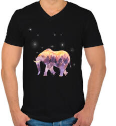 printfashion Ballagó elefánt - Férfi V-nyakú póló - Fekete (13271673)