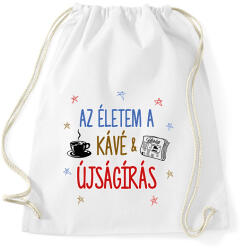 printfashion Kávé & Újságírás - Sportzsák, Tornazsák - Fehér (10435189)