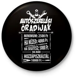 printfashion Autószerelő óradíjak - Kitűző, hűtőmágnes - Fekete (3096051)