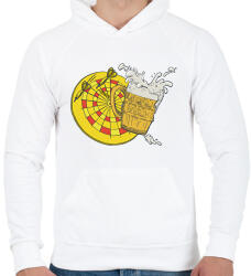 printfashion Sör és darts - Férfi kapucnis pulóver - Fehér (12082929)