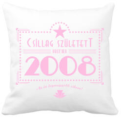 printfashion csillag-2008-pink - Párnahuzat, Díszpárnahuzat - Fehér (556181)