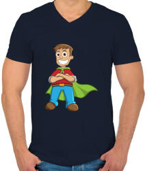 printfashion Hero - Férfi V-nyakú póló - Sötétkék (859770)