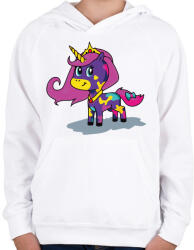 printfashion Lila unikornis - Gyerek kapucnis pulóver - Fehér (4183997)