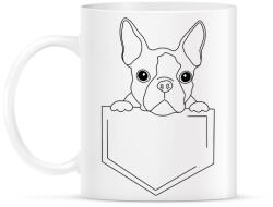 printfashion Rajzolt Boston terrier zsebben - Bögre - Fehér (7098015)