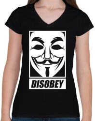 printfashion disobey vendetta - Női V-nyakú póló - Fekete (2893247)
