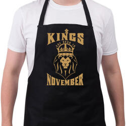 printfashion A királyok novemberben születtek - Kötény - Fekete (4927189)