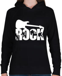 printfashion Rock Music - Női kapucnis pulóver - Fekete (1853640)