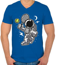 printfashion Tenisz a holdon - Férfi V-nyakú póló - Királykék (2567283)