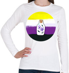 printfashion Egy üvegnyi virág - Női hosszú ujjú póló - Fehér (5220982)