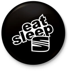printfashion Eat Sleep Seat - Kitűző, hűtőmágnes - Fekete (3101026)