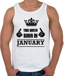 printfashion Ez a királynő januárban született - Férfi atléta - Fehér (1368592)