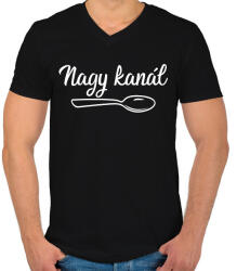 printfashion Kanál páros - nagy kanál 2 - Férfi V-nyakú póló - Fekete (6070888)
