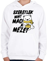 printfashion Szeretlek, mint maci a mézet - páros minta - Gyerek kapucnis pulóver - Fehér (16813988)