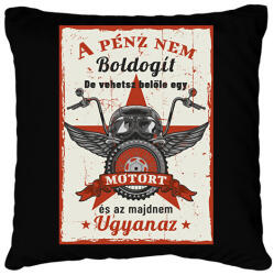 printfashion A pénz nem boldogít - Motoros minta - Párnahuzat, Díszpárnahuzat - Fekete (6363879)