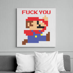 printfashion Super Mario - Fuck You - Vászonkép - Fehér (6637505)