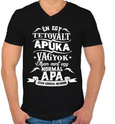 printfashion Tetovált Apuka - Férfi V-nyakú póló - Fekete (946385)