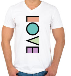 printfashion LOVE - Férfi V-nyakú póló - Fehér (260484)