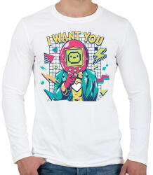printfashion I want you 80-as évek - Férfi hosszú ujjú póló - Fehér (13302982)