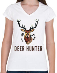 printfashion deer hunter - Női V-nyakú póló - Fehér (1440282)