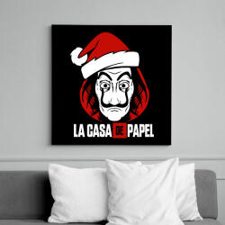 printfashion La Casa De Papel Christmas fehér - Vászonkép - Fekete (6660613)
