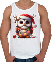 printfashion Cuki vicces karácsonyi party bagoly - Férfi atléta - Fehér (15251912)