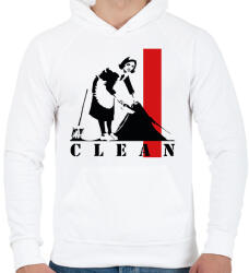 printfashion Clean - Banksy - Férfi kapucnis pulóver - Fehér (9283279)