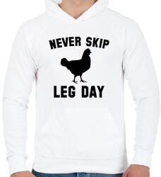 printfashion Never Skip Leg Day - Férfi kapucnis pulóver - Fehér (1675135)