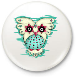 printfashion Bagoly - Kitűző, hűtőmágnes - Fehér (3075644)