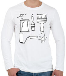 printfashion Festő ecsetek - Férfi hosszú ujjú póló - Fehér (6400270)