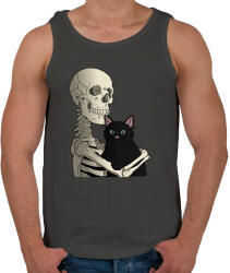 printfashion Cicás leszek amíg élek (fekete cicával) - Férfi atléta - Sötétszürke (14450822)