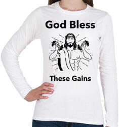 printfashion Isten áldott izmai - Női hosszú ujjú póló - Fehér (2117774)