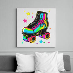 printfashion 80-as évek retro görkorcsolya neon - Vászonkép - Fehér (12898033)