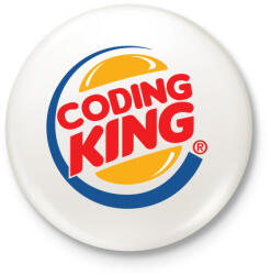 printfashion Coding King - Kitűző, hűtőmágnes - Fehér (3919128)