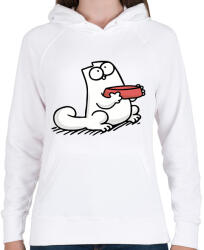 printfashion Éhes cica - Női kapucnis pulóver - Fehér (2939835)