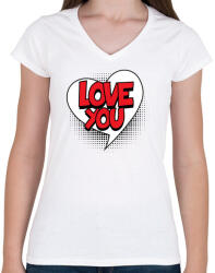 printfashion Szeretlek - Női V-nyakú póló - Fehér (4255145)